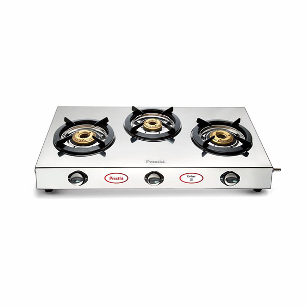 Latest PREETHI GAS STOVE SS EMBER 3B Price in India, PREETHI GAS STOVE SS EMBER 3B at Vasanthandco | Vasantha&amp;Co
